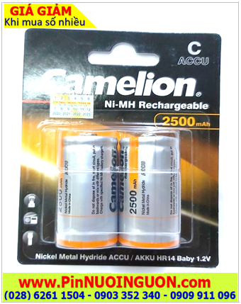 Camelion NH-C2500BP2; Pin sạc C 1.2v Camelion NH-C2500BP2 chính hãng (vỉ 2viên)